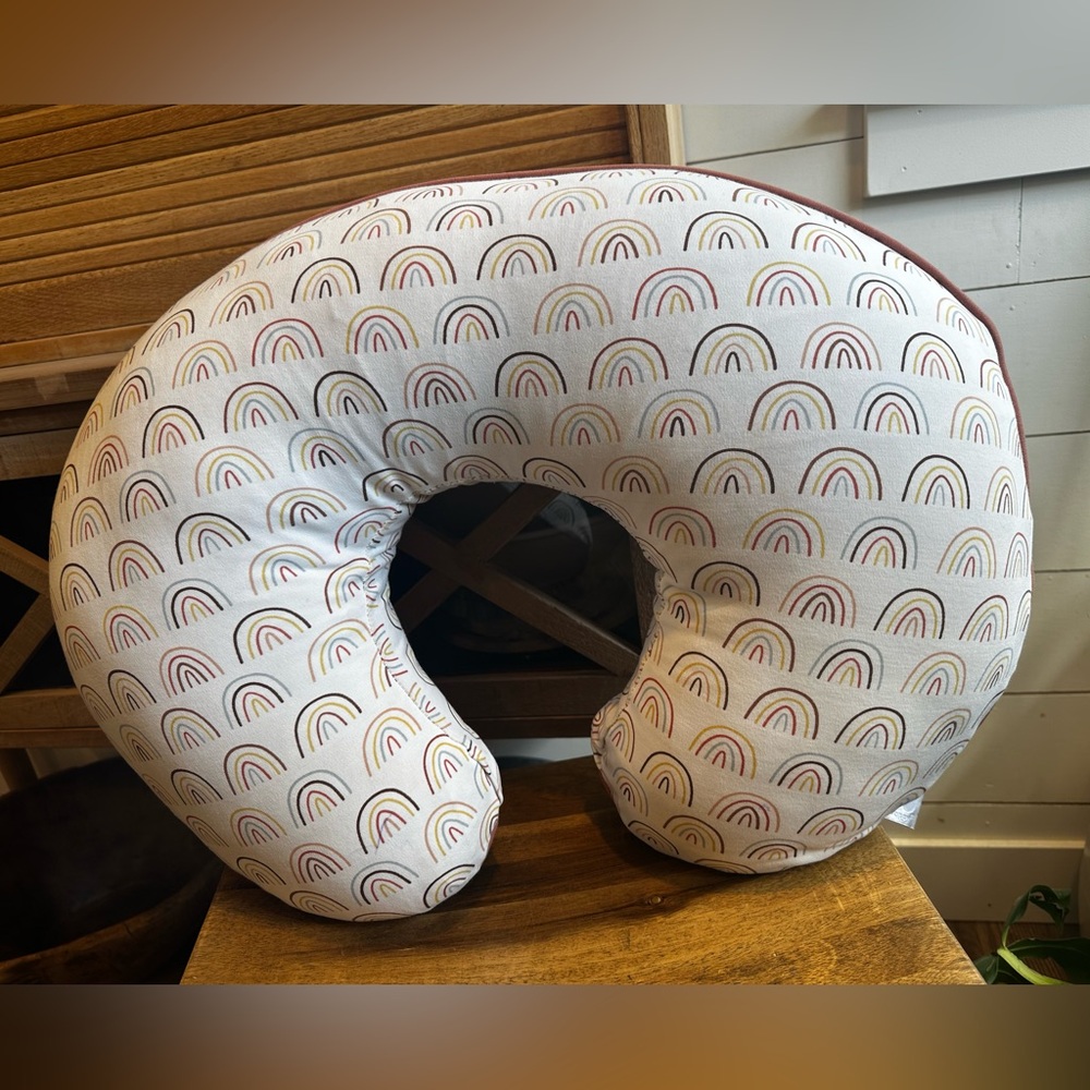 Boppy nursing pillow with organic cotton Spice Rainbow cover